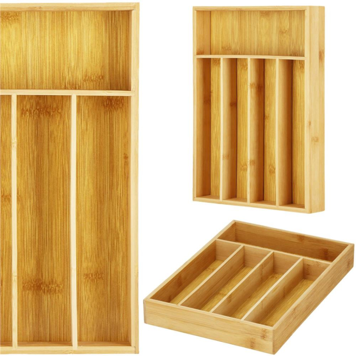 Organizator tacamuri si ustensile bucatarie, bambus, 25x35x5cm [16]