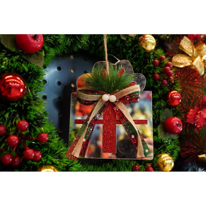 Ornament brad, , Cadou, Argintiu, Lucios, 14*15CM, Acril, Interior/ Exterior [7]