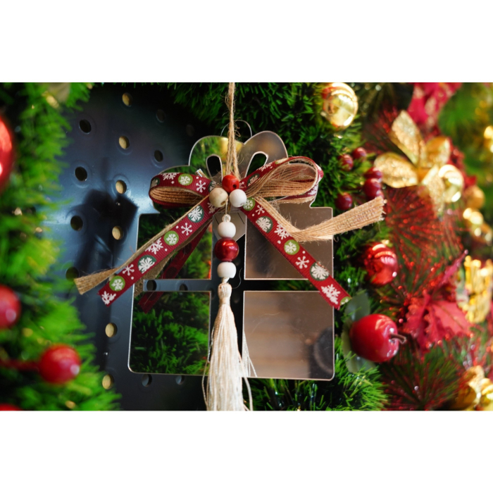 Ornament brad, , Cadou, Argintiu, Lucios, 14*26CM, Acril, Interior/ Exterior [3]