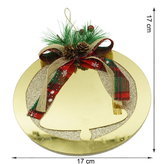 Ornament brad, , Clopotel, Auriu, Lucios, 17*17CM, Acril, Interior/ Exterior [6]