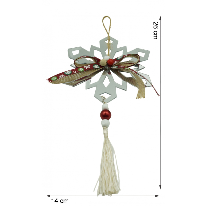 Ornament brad, , Fulg de nea, Argintiu, Lucios, 14*26CM, Acril, Interior/ Exterior [6]