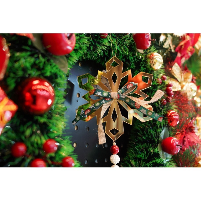 Ornament brad, , Fulg de nea, Auriu, Lucios, 16*30CM, Acril, Interior/ Exterior [8]