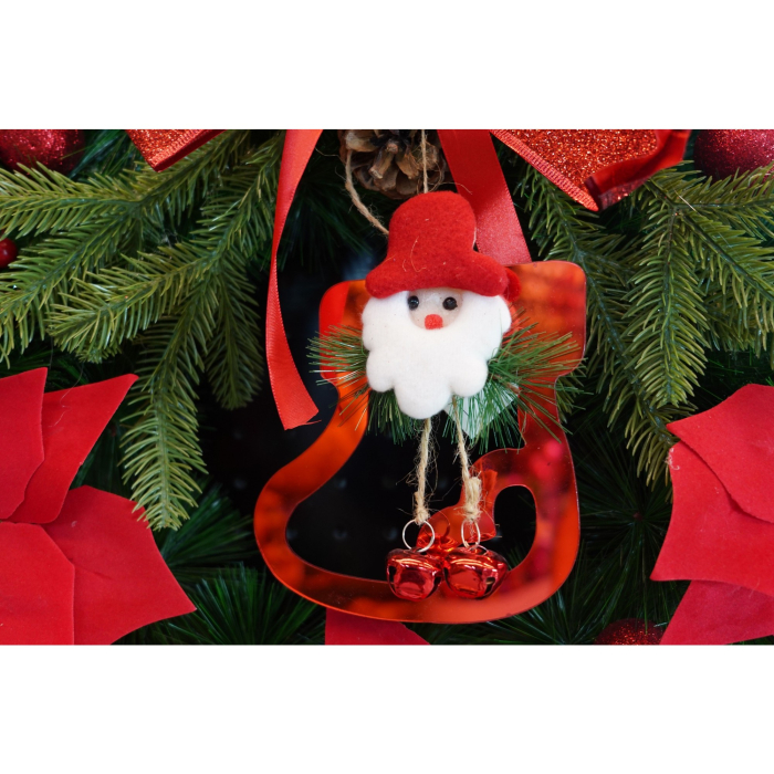 Ornament brad, , Gheata cu clopotei, Rosu, Lucios, 15*20CM, Acril, Interior/ Exterior [4]