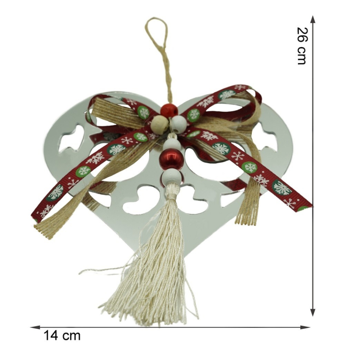 Ornament brad, , Inima, Argintiu, Lucios, 14*26CM, Acril, Interior/ Exterior [11]