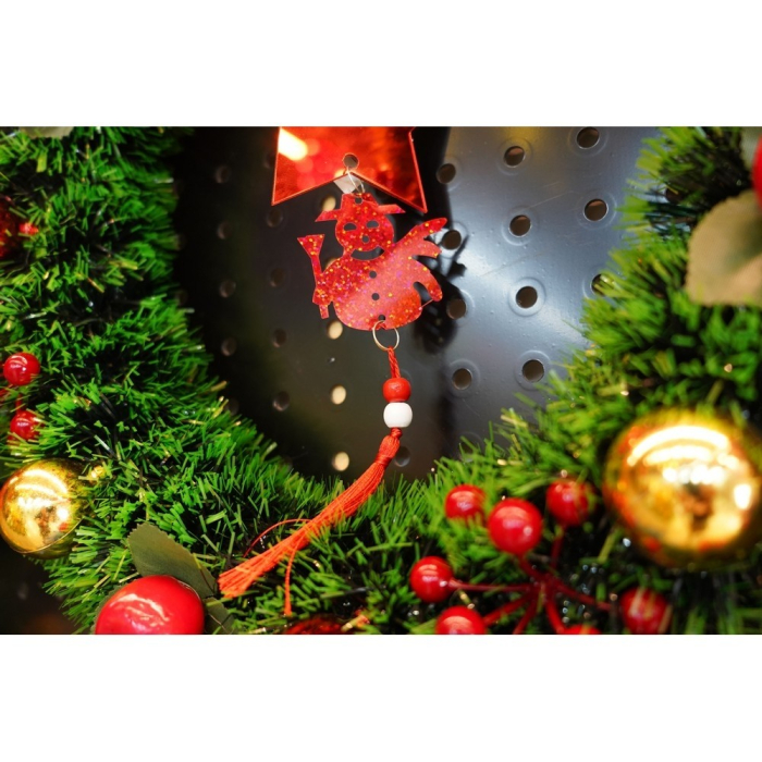 Ornament brad, , Stea, Om de zapada, Rosu, Lucios, 10*28CM, Acril, Interior/ Exterior [8]