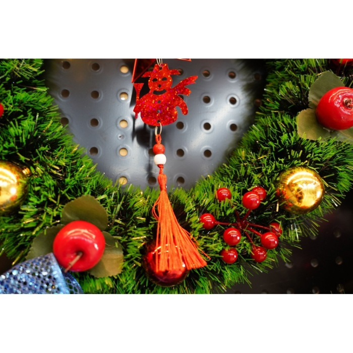 Ornament brad, , Stea, Om de zapada, Rosu, Lucios, 10*28CM, Acril, Interior/ Exterior [9]