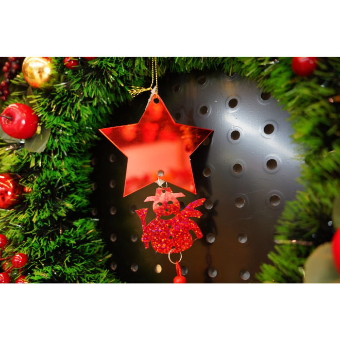 Ornament brad, , Stea, Om de zapada, Rosu, Lucios, 10*28CM, Acril, Interior/ Exterior [3]