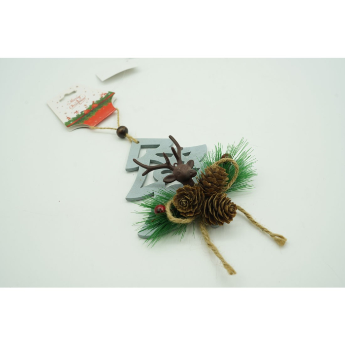 Ornament de brad cerb cu pom de craciun, , multicolor, lemn, 18 cm [5]