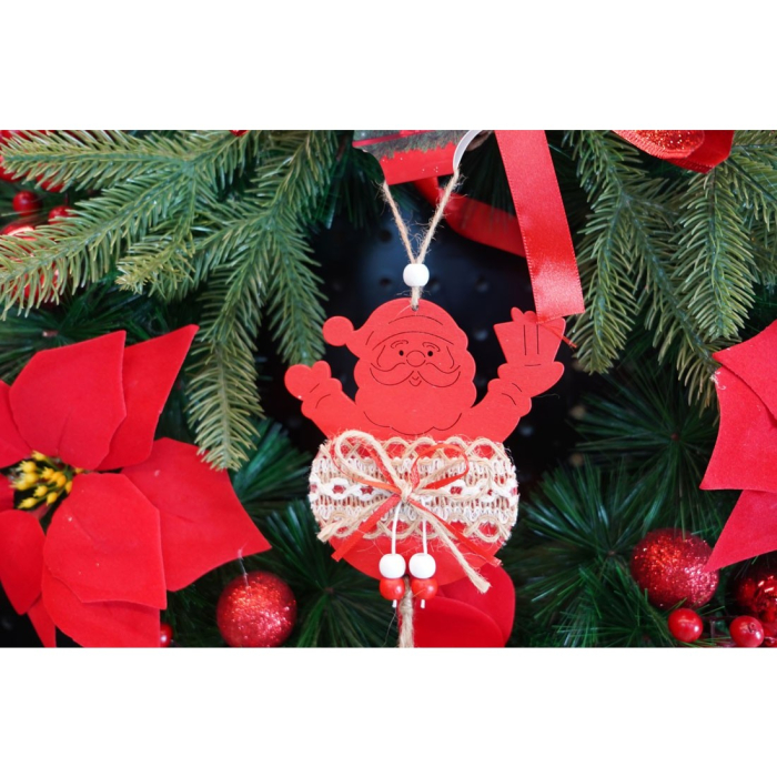 Ornament de brad Mos Craciun, , rosu, lemn/textil, 36 cm [4]