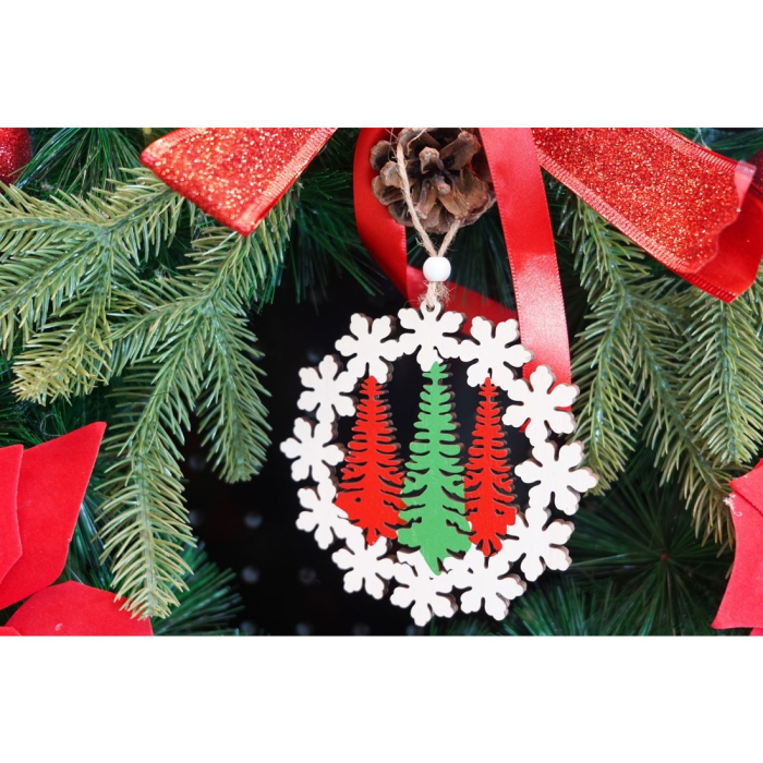 Ornament de brad trei brazi, , multicolor, lemn, 12 cm [3]