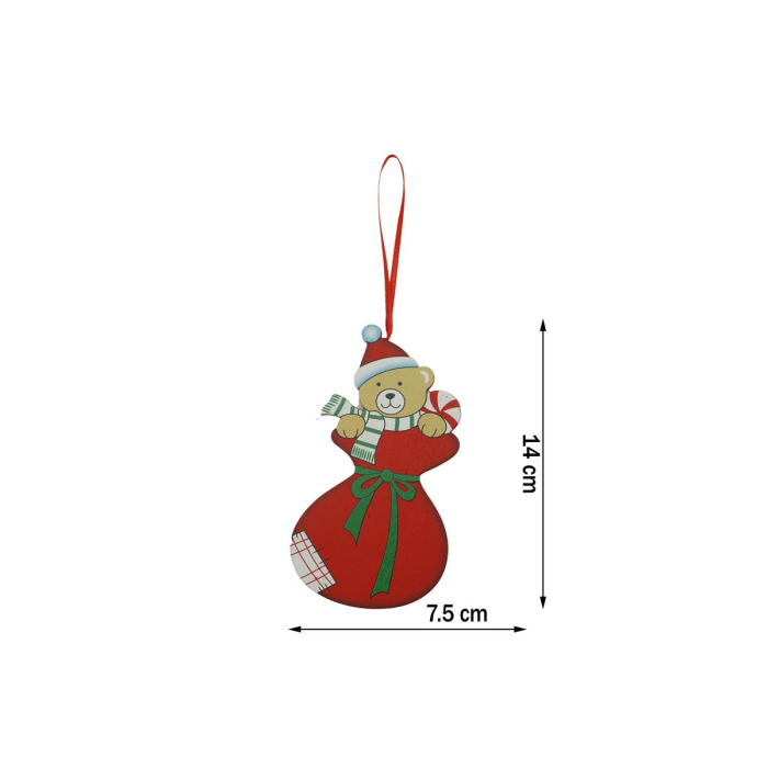 Ornament de brad ursulet, , rosu, lemn, 14 cm [4]