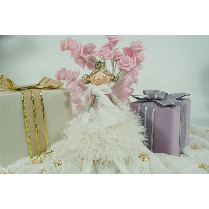 Ornament de Craciun ingeras, , alb, textil, 37 cm [10]