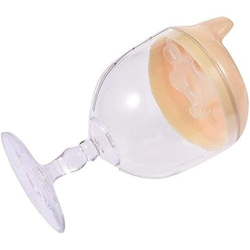 Pahar din Plastic Transparent cu Picior, , pentru Copii, 14 x 7.7 cm, cu Cioc Antiscurgere, + 3 Ani, Fara Maner, Galben [8]