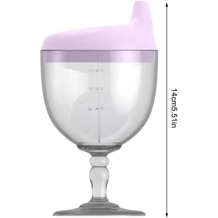 Pahar din Plastic Transparent cu Picior, , pentru Copii, 14 x 7.7 cm, cu Cioc Antiscurgere, + 3 Ani, Fara Maner, Mov [3]