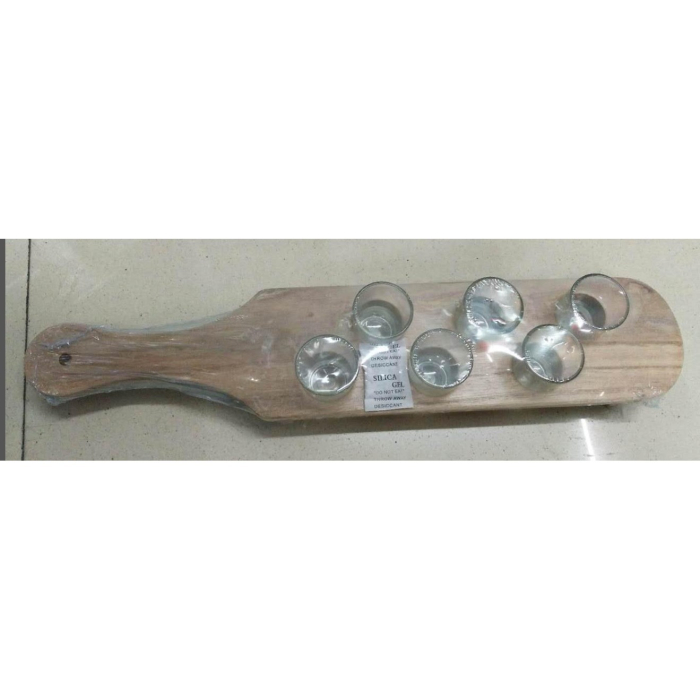 Pahare Shot din Sticla, , Set 6 pahare pentru Shot cu Suport din Lemn, Design Rustic, 41 x 8.5 x 6 cm, Model 2, Maro [4]