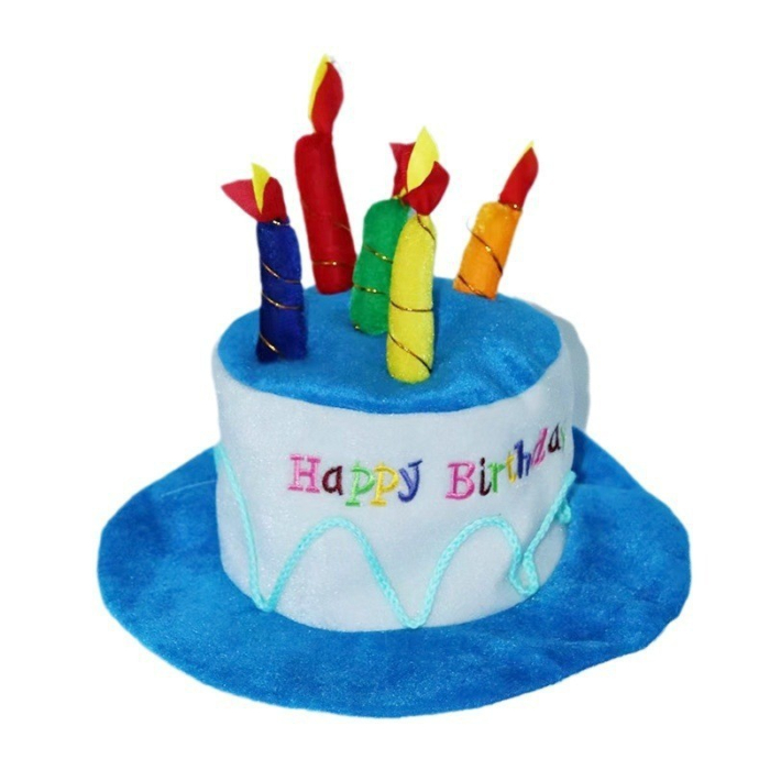 Palarie Happy Birthday, , Accesoriu pentru Petrecere, Model Tort, Tematica Aniversare, 60x60x55 cm, Albastru [4]