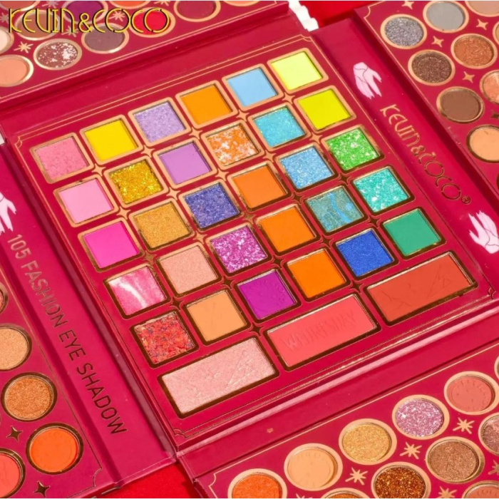 Paleta de Farduri Kevin&Coco, 105 culori, Stil Pliabil, Wednesday, Conturing, Iluminator, Blush incluse, Fara Sulfati, Pudra Compacta, 18.7 x 17.3 x 2.6 cm, 407 g, multicolor [2]
