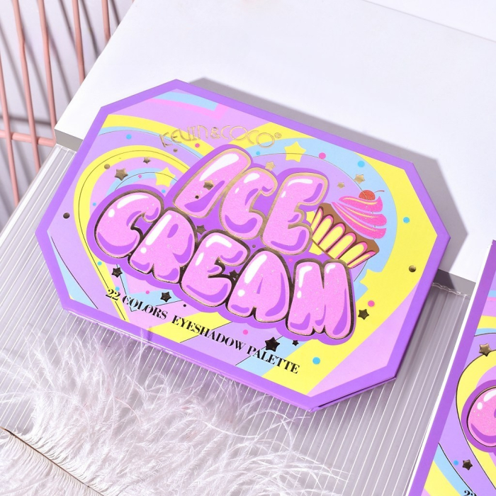 Paleta de Machiaj, KEVIN & COCO, Violet Ice Cream, Fard de Pleoape, 22 culori, 19 x 13.7 x 1.3 cm [3]