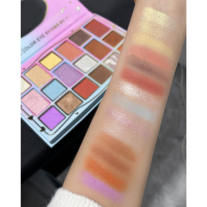 Palete de Machiaj, KEVIN & COCO, Pink Blue, Fard de Pleoape, 18 culori, 19.3 x 12 x 1.4 cm [4]