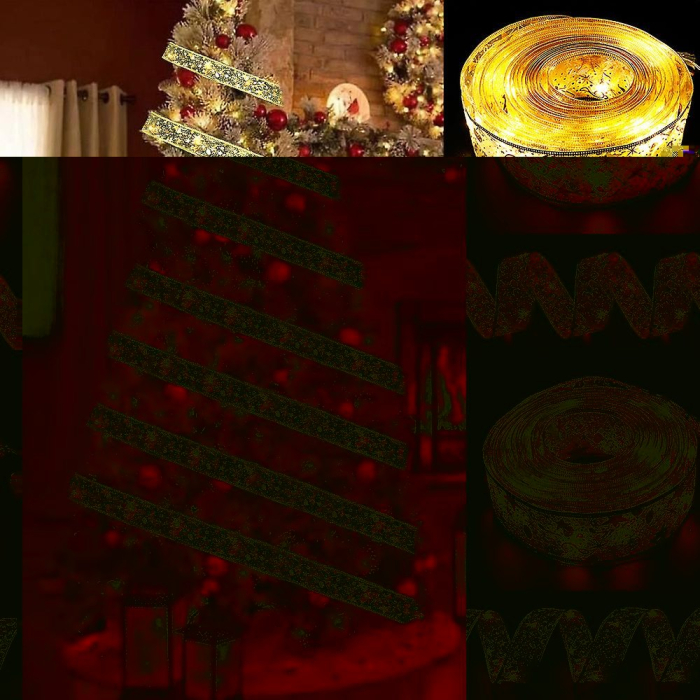 Panglică LED de Crăciun Aurie, lungime 10 m , 100 LED-uri, Baterii, Alb cald [2]