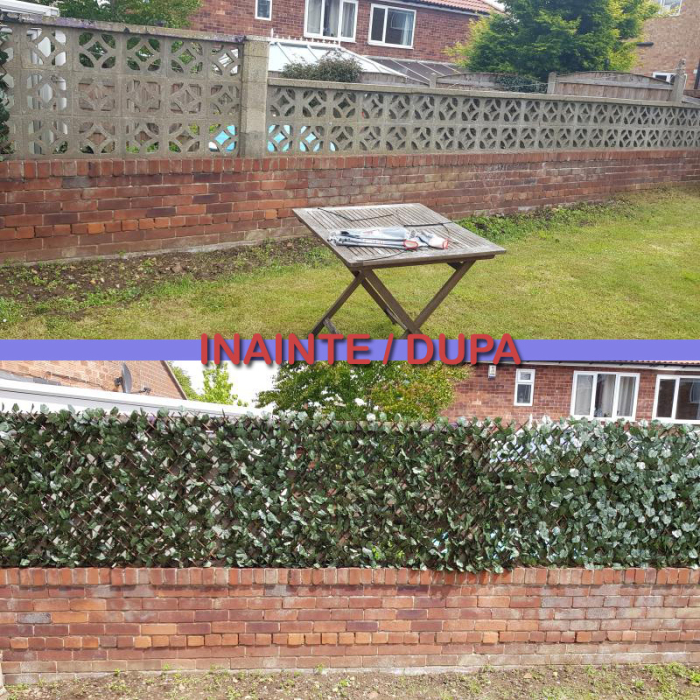 Panou de gard/paravan din lemn si frunze artificiale, extensibil, 100x200cm [3]