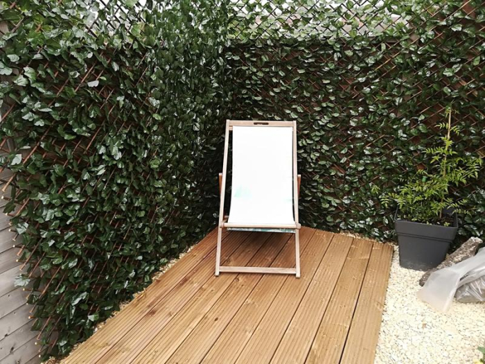 Panou de gard/paravan din lemn si frunze artificiale, extensibil, 100x200cm [10]