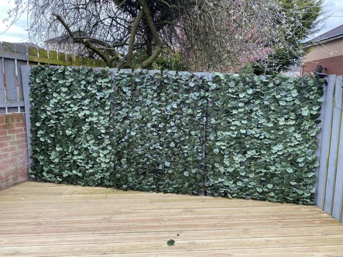 Panou de gard/paravan din lemn si frunze artificiale, extensibil, 100x200cm [7]