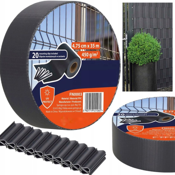 Panou de gard pentru intimitate in gradina, PVC, 35 x 0.05 m, gri antracit [8]