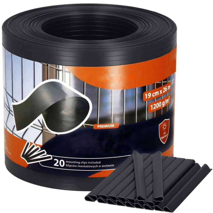 Panou de gard pentru intimitate in gradina, PVC Premium, 26 x 0.19 m, gri antracit [12]