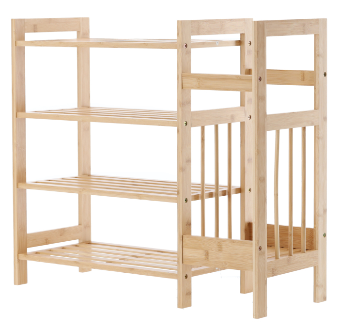 Pantofar din bambus cu 4 rafturi, suport de umbrele, 74x28x66cm, natur [11]