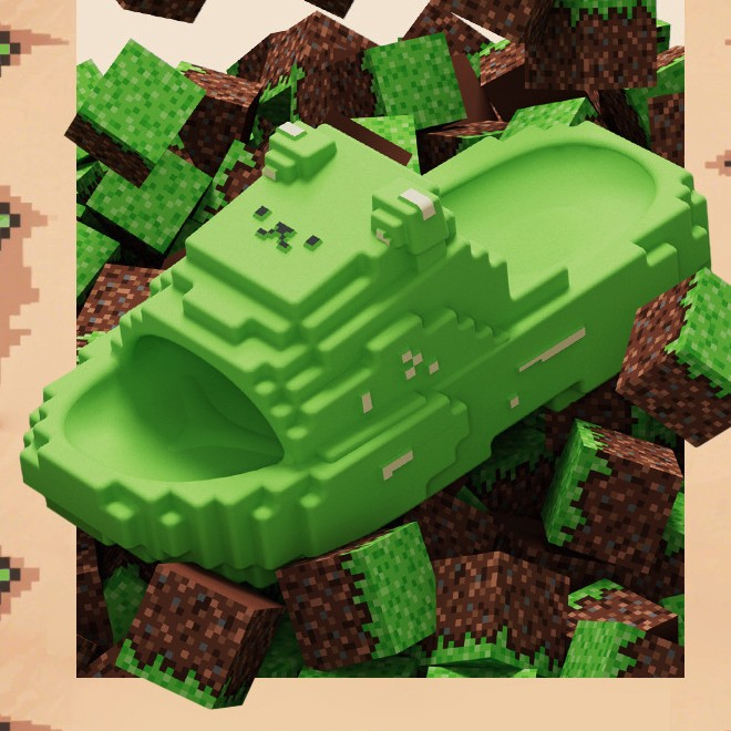 Papuci Casual pentru Adolescenti, , Model Unisex de Forma Pixel, Rezistenti Usori si Moi din Spuma EVA Antiderapanti, Marime 36-37, Verde deschis [4]