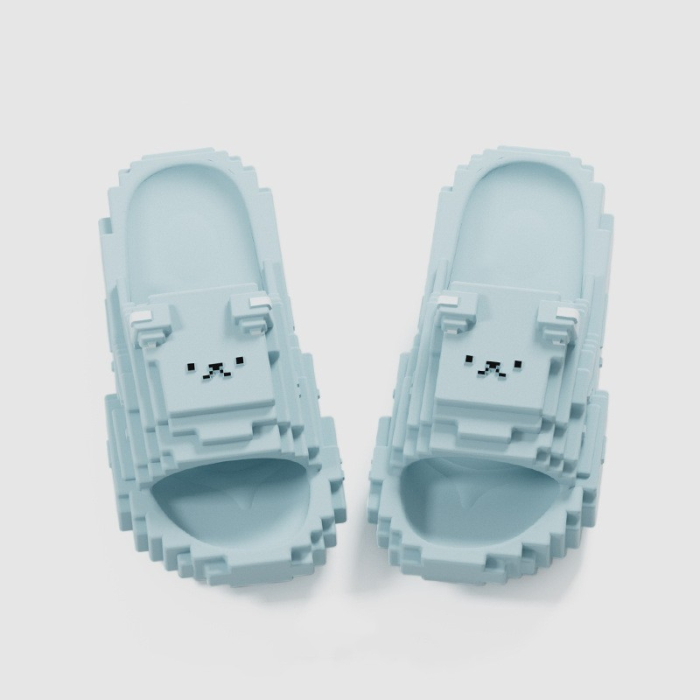 Papuci Casual pentru Adolescenti, , Model Unisex de Forma Pixel, Rezistenti Usori si Moi din Spuma EVA Antiderapanti, Marime 40-41, Albastru deschis [2]