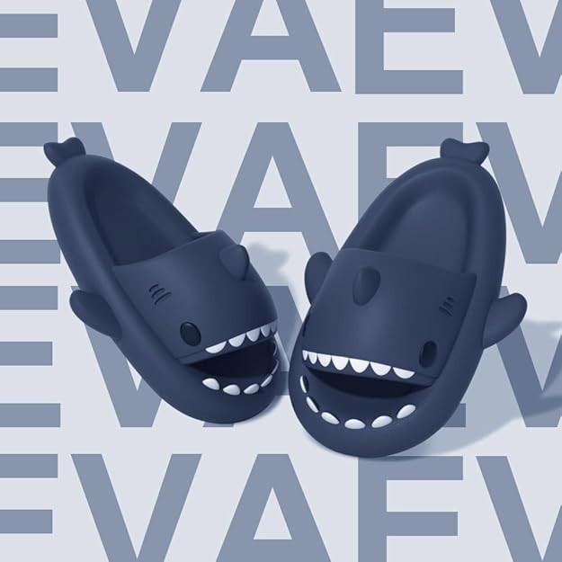 Papuci Tip Rechin, , Unisex, din Spuma EVA, Talpa Groasa Antiderapanta, Rezistenti la Uzura, Marime 36-37, Albastru Inchis [2]