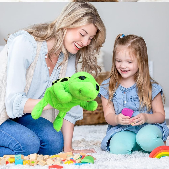 Papusa de Mana pentru Teatru de Papusi, , din Plus, 25 x 10 x 8 cm, Model Broasca, Verde [5]