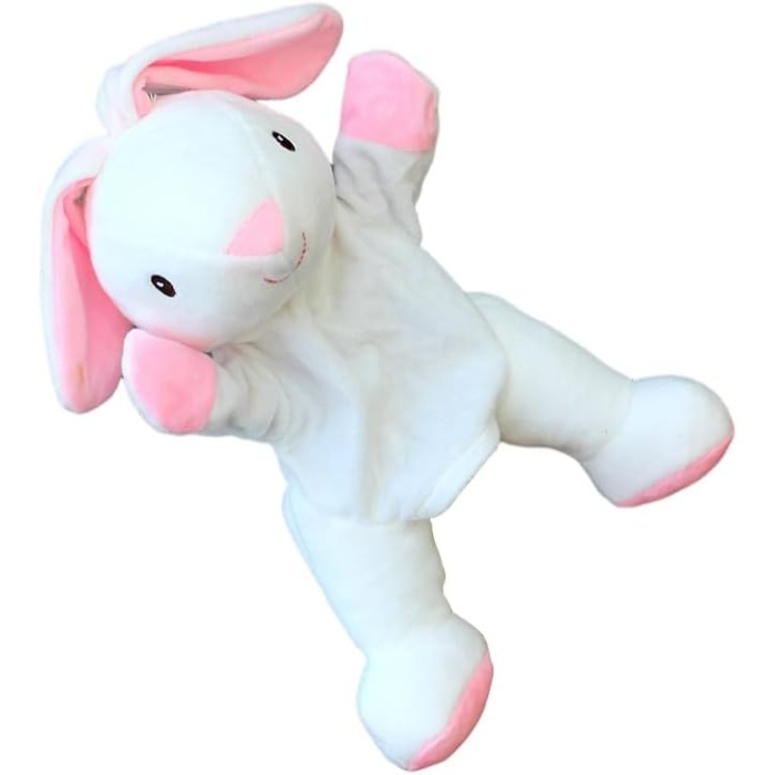 Papusa de Mana pentru Teatru de Papusi, , din Plus, 25 x 10 x 8 cm, Model Iepure, Alb/Roz [4]