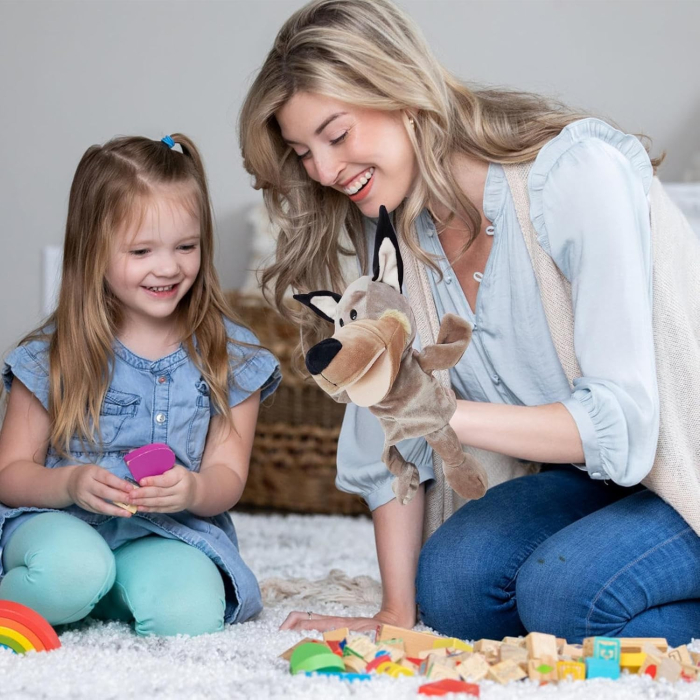 Papusa de Mana pentru Teatru de Papusi, , din Plus, 25 x 10 x 8 cm, Model Lup, Bej [2]