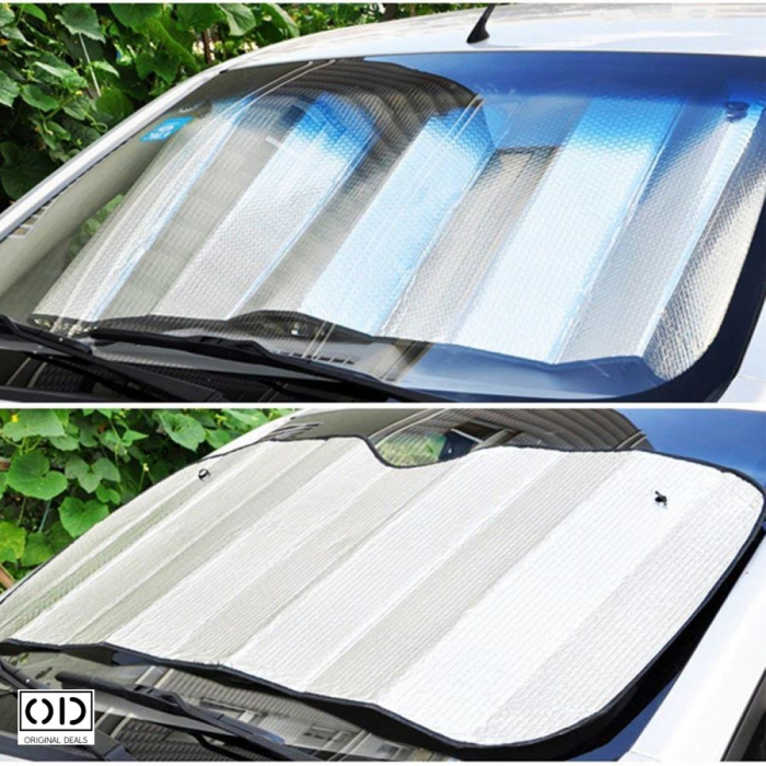 Parasolar Auto ORIGINAL DEALS, Silver Metalic, 130x60 cm – Protectie Eficienta UV, Reduce Temperatura din Interior, Cu Ventuze Incluse [1]