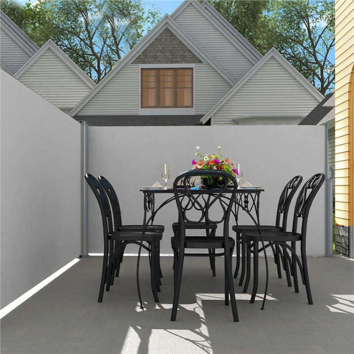 Paravan lateral pentru intimitate, extensibil, sistem fixare inclus, 160x300cm, gri deschis [19]