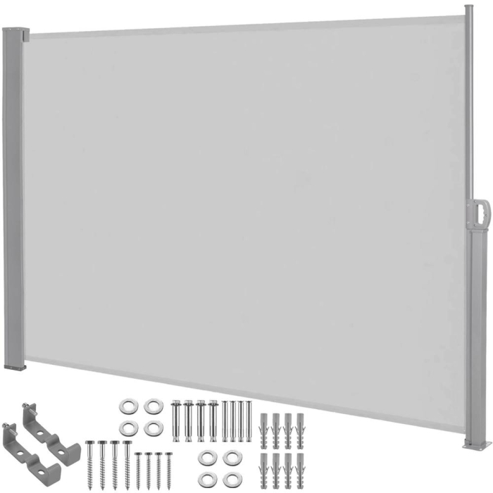Paravan lateral pentru intimitate, extensibil, sistem fixare inclus, 160x300cm, gri deschis [5]