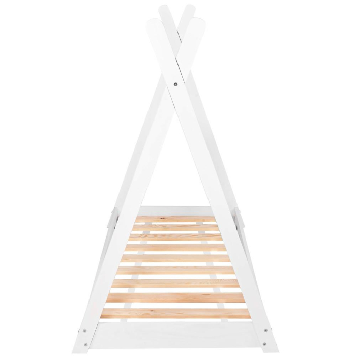 Pat din lemn pentru copii, model TeePee, somiera inclusa, 61x146x130 cm, alb [7]