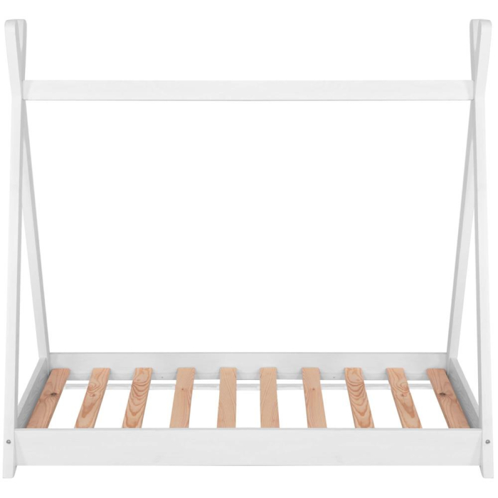 Pat din lemn pentru copii, model TeePee, somiera inclusa, 61x146x130 cm, alb [8]
