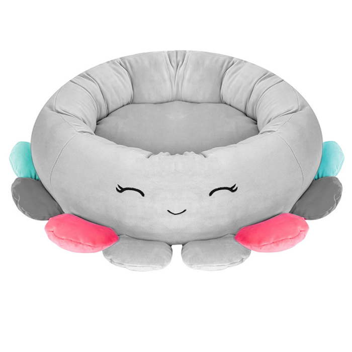 Pat pentru caini, cu margini groase ridicate, antiderapant, model meduza, 70x70x20 cm, gri [1]