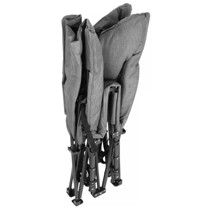 Pat pliant pentru camping, cu saltea si perna, structura metalica, 190x70x37cm, gri [12]