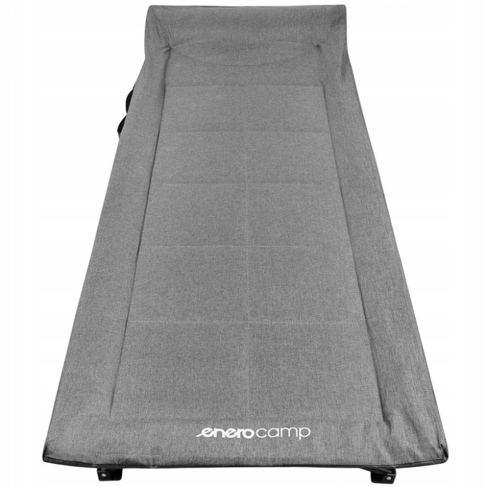 Pat pliant pentru camping, cu saltea si perna, structura metalica, 190x70x37cm, gri [5]