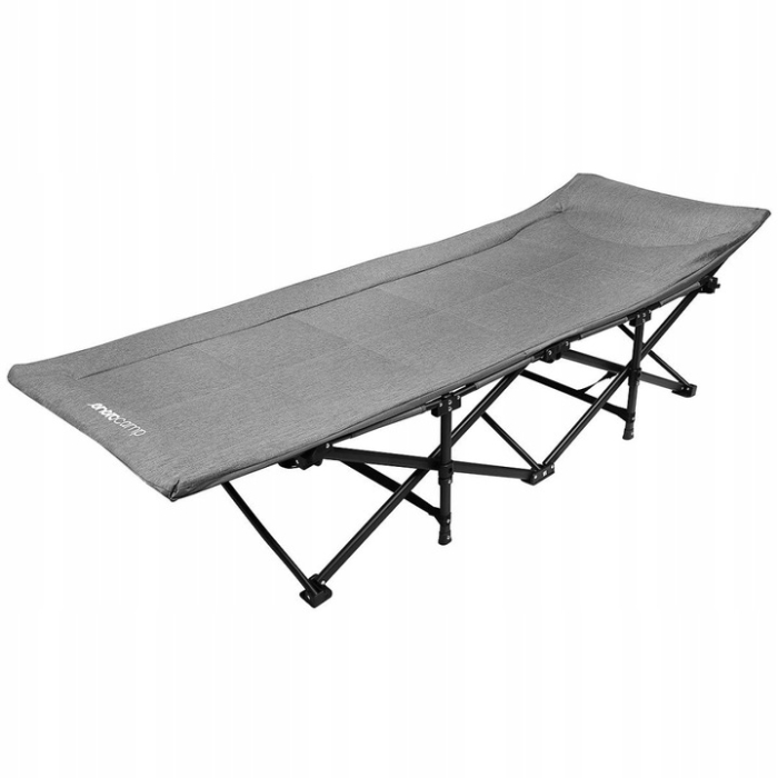 Pat pliant pentru camping, cu saltea si perna, structura metalica, 190x70x37cm, gri [4]