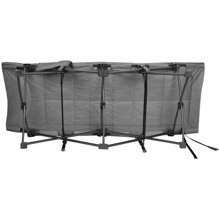 Pat pliant pentru camping, cu saltea si perna, structura metalica, 190x70x37cm, gri [2]