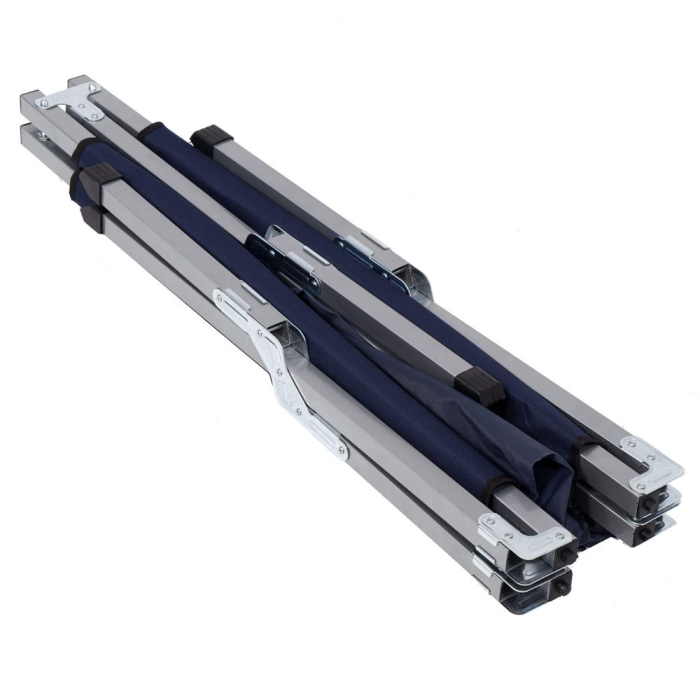 Pat pliant pentru camping, structura metalica, 190x74x42cm, 150kg, albastru marin [3]