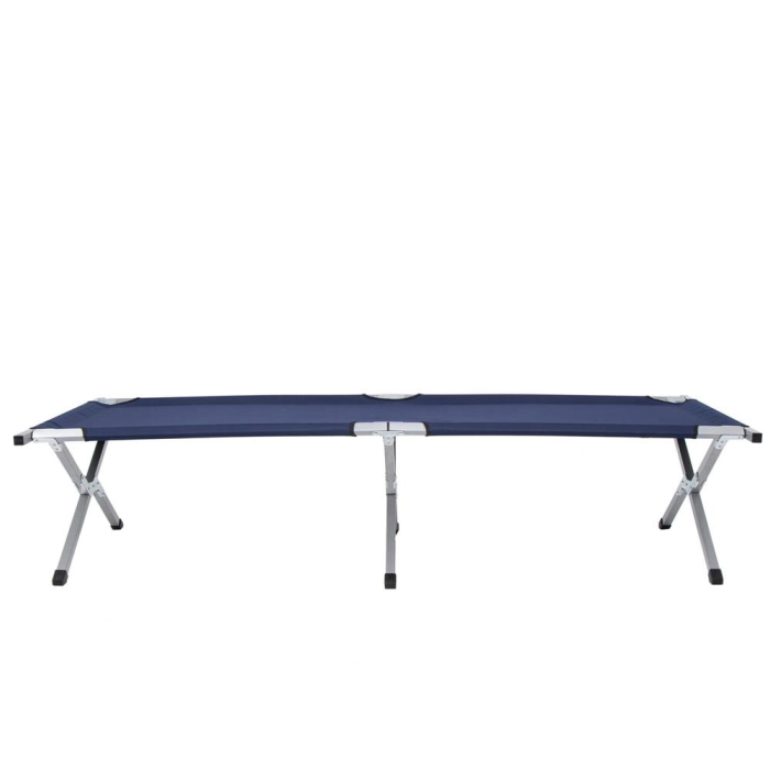 Pat pliant pentru camping, structura metalica, 190x74x42cm, 150kg, albastru marin [13]