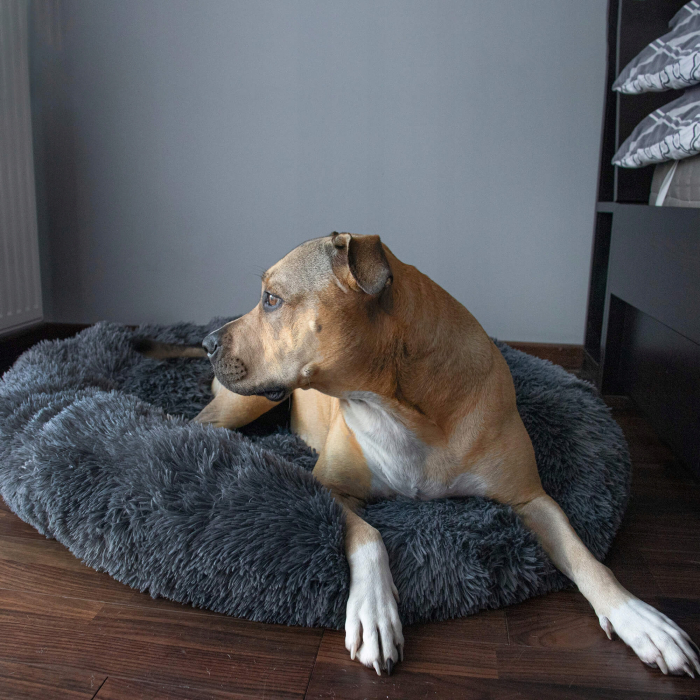 Pat Sersimo pentru caini si pisici, cu husa detasabila, gri inchis, diametru 80cm [11]