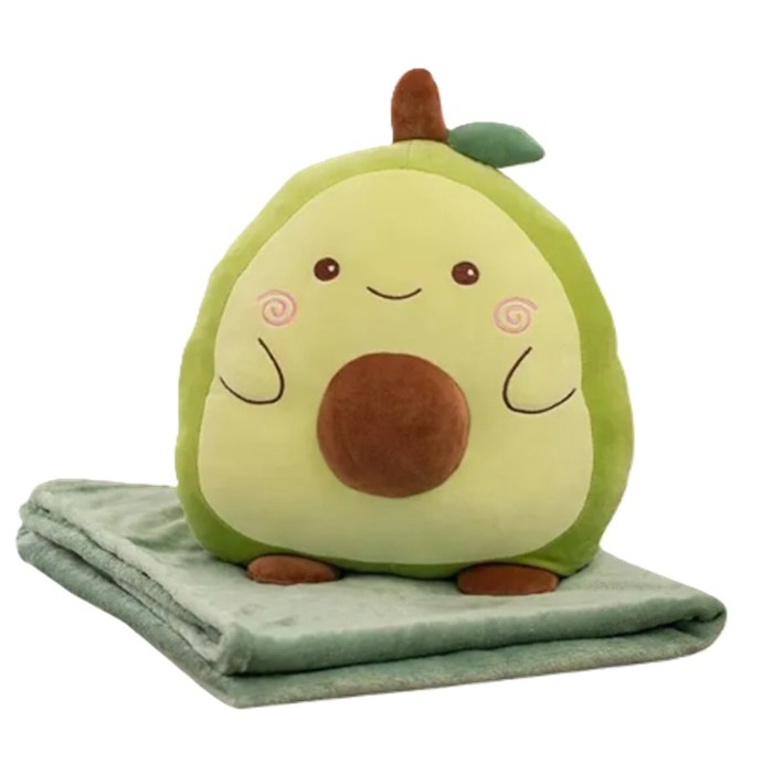 Patura 2in1 pentru Pat sau Canapea, , Model Jucarie Avocado cu Spatiu de Depozitare Patura, Microfibra, 1x1.7 m, Verde [2]